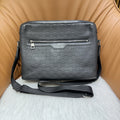 Gucci Signature Messenger Bag Black Leather Silver Hardware