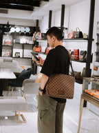 Louis Vuitton Damier Ebene District PM Messenger Bag Brown Silver Hardware