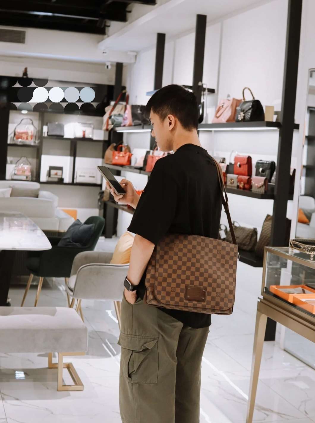 Louis Vuitton Damier Ebene District PM Messenger Bag Brown Silver Hardware