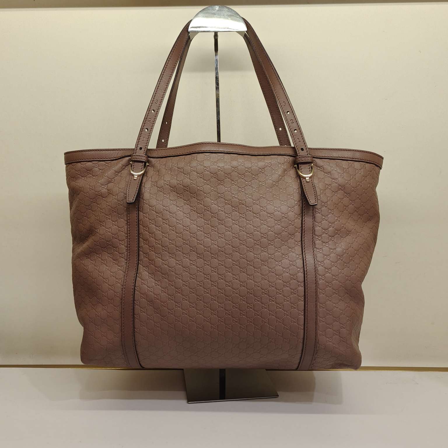 Gucci Microguccissima Tote Bag Brown Leather Gold Hardware