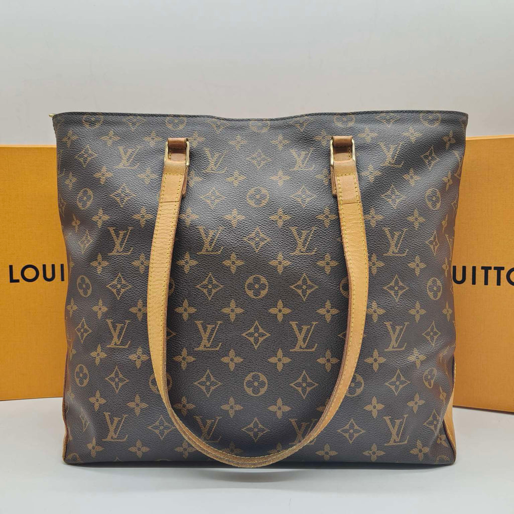 Louis Vuitton Damier Ebene Cabas Piano Tote Bag Brown Gold Hardware