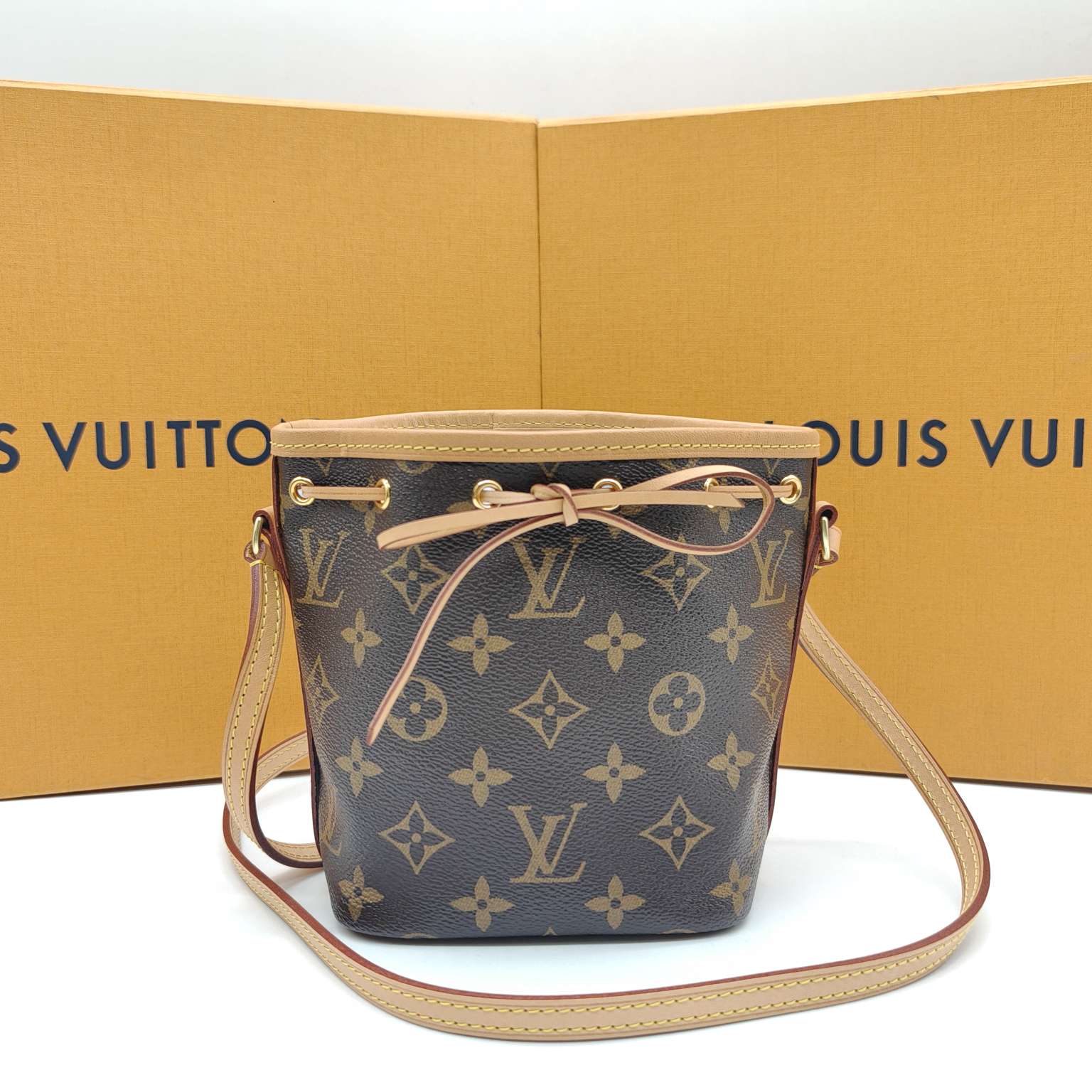 Louis Vuitton Nano Noé Bucket Bag Monogram Canvas Gold Hardware