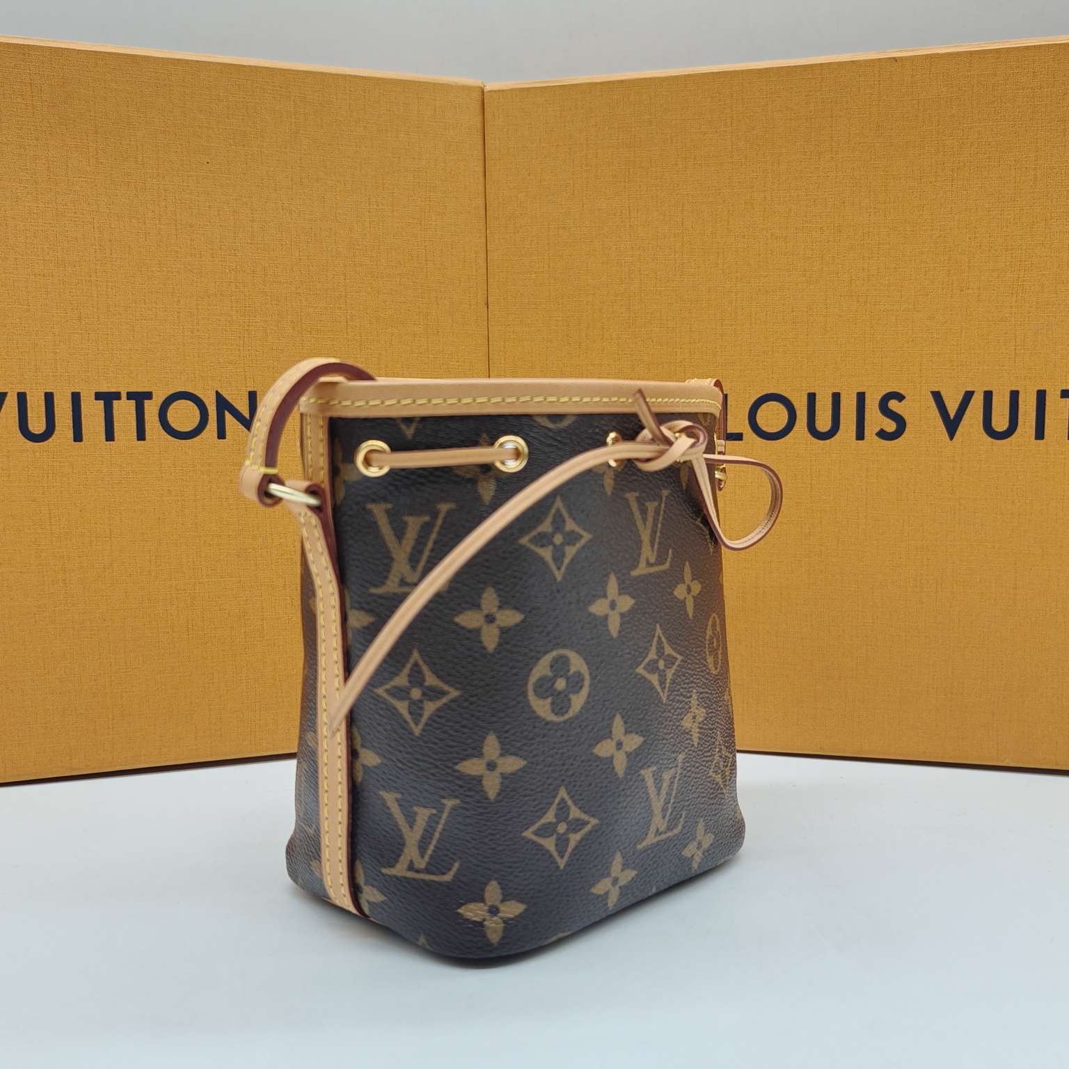 Louis Vuitton Nano Noé Bucket Bag Monogram Canvas Gold Hardware