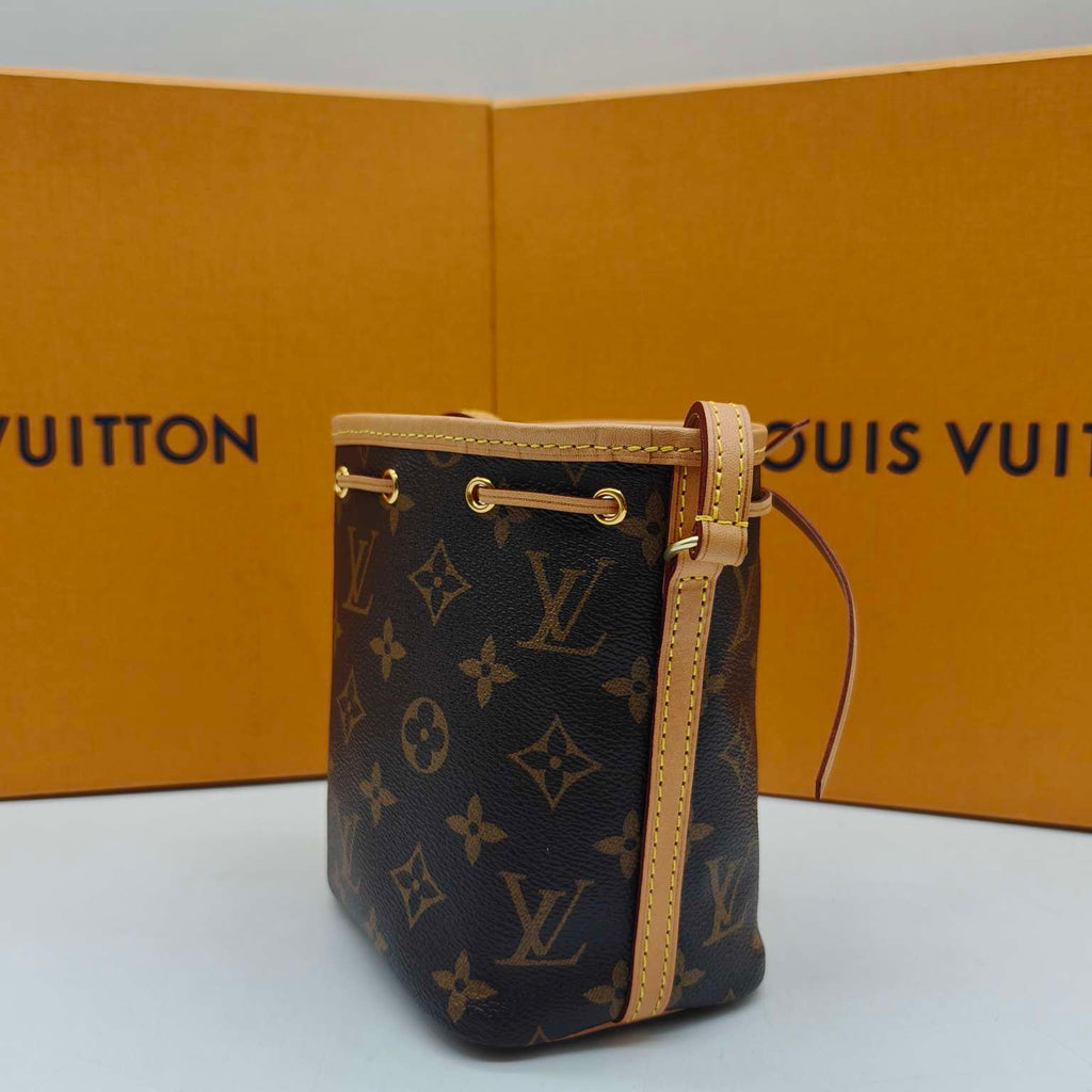 Louis Vuitton Nano Noé Bucket Bag Monogram Canvas Gold Hardware
