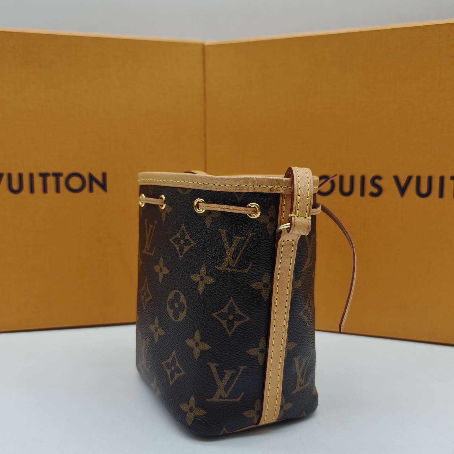 Louis Vuitton Nano Noé Bucket Bag Monogram Canvas Gold Hardware