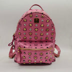 MCM Visetos Studded Backpack Large Pink Gold Hardware