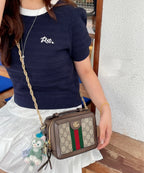 Gucci Ophidia Shoulder Bag GG Supreme Canvas Brown Leather Gold Hardware