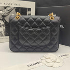 Chanel Classic Square Flap Handbag Black Lambskin Gold Hardware