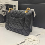 Chanel Classic Square Flap Handbag Black Lambskin Gold Hardware