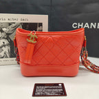 Chanel Gabrielle Hobo Handbag Coral Quilted Leather Gold & Silver Hardware