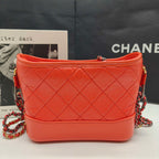 Chanel Gabrielle Hobo Handbag Coral Quilted Leather Gold & Silver Hardware