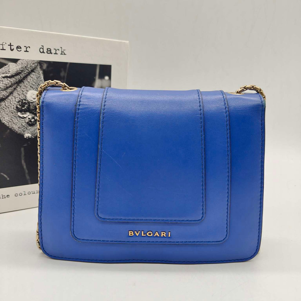 Bvlgari Serpenti Forever Shoulder Bag Royal Blue Leather Gold Hardware