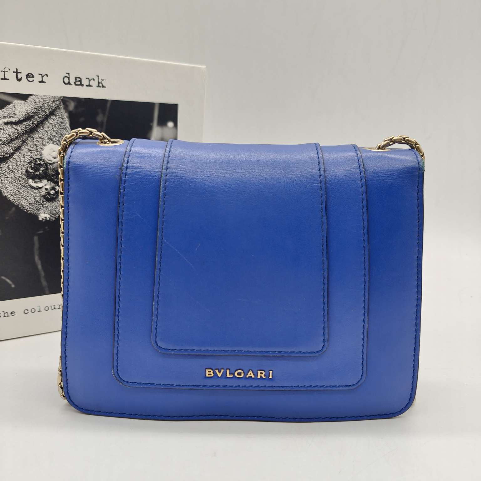Bvlgari Serpenti Forever Shoulder Bag Royal Blue Leather Gold Hardware
