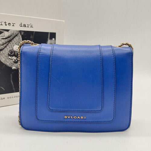 Bvlgari Serpenti Forever Shoulder Bag Royal Blue Leather Gold Hardware