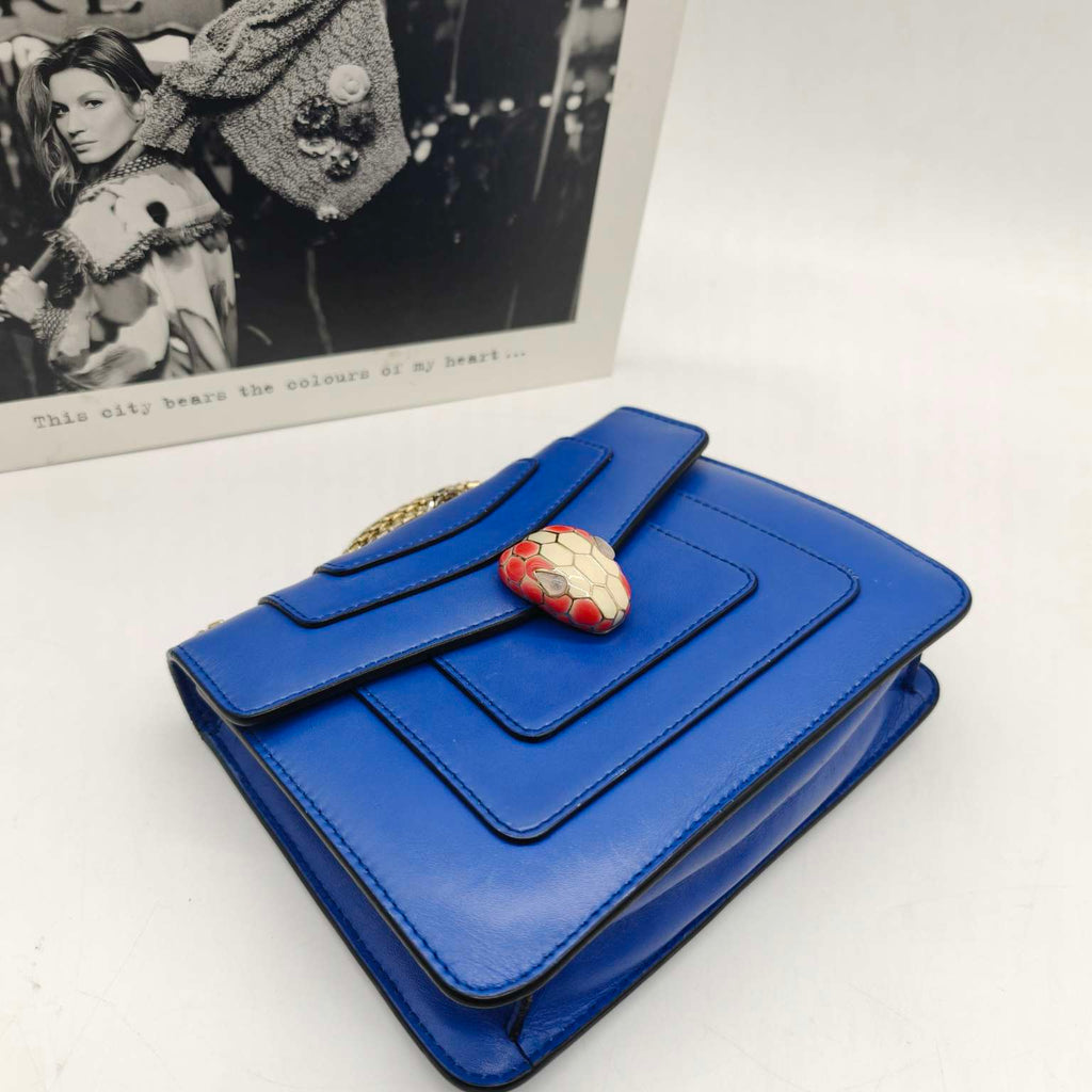 Bvlgari Serpenti Forever Shoulder Bag Royal Blue Leather Gold Hardware
