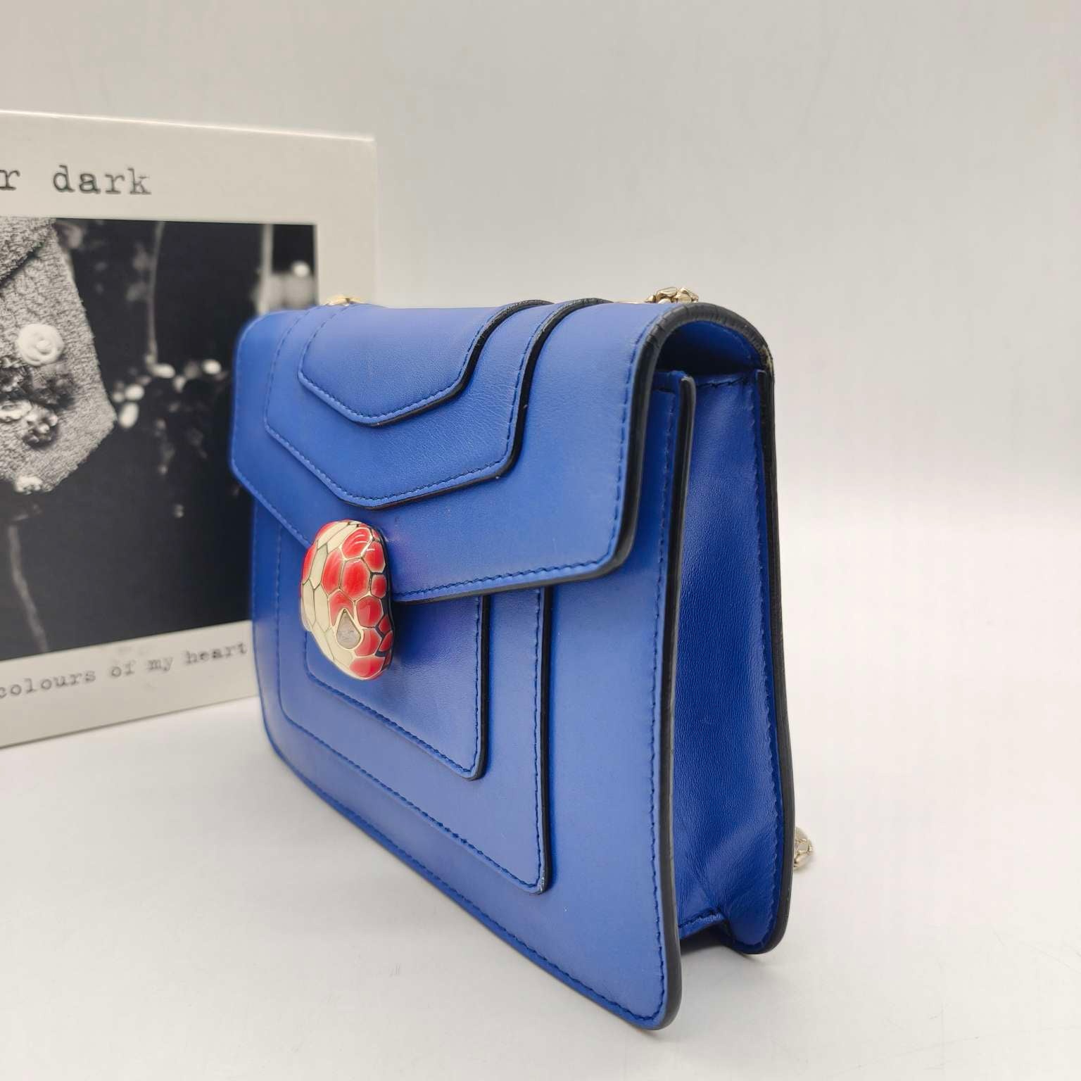 Bvlgari Serpenti Forever Shoulder Bag Royal Blue Leather Gold Hardware