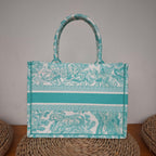 Dior Book Tote Medium Animal Collection Tiger Mint Green Silver Hardware