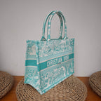 Dior Book Tote Medium Animal Collection Tiger Mint Green Silver Hardware