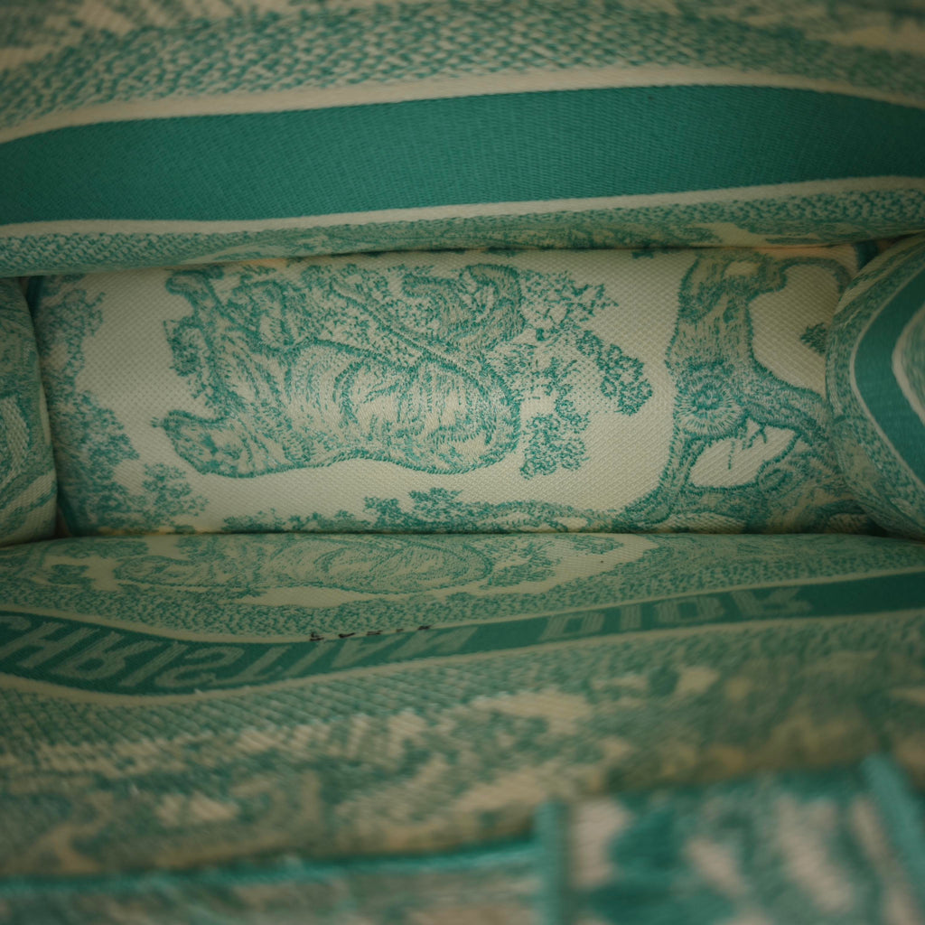 Dior Book Tote Medium Animal Collection Tiger Mint Green Silver Hardware