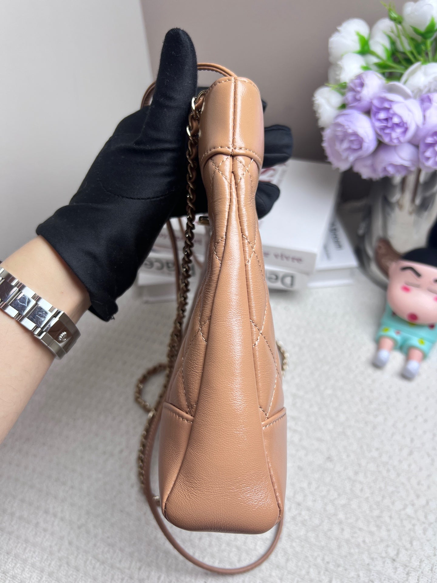 Chanel Quilted Leather Flap Bag Tan/Camel Gold Hardware