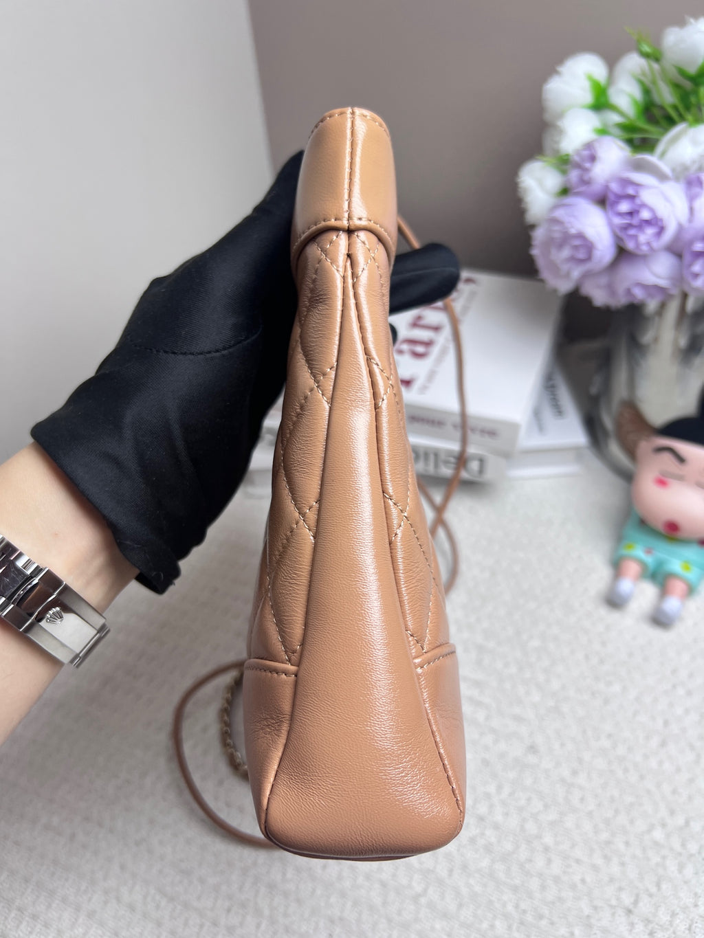 Chanel Quilted Leather Flap Bag Tan/Camel Gold Hardware