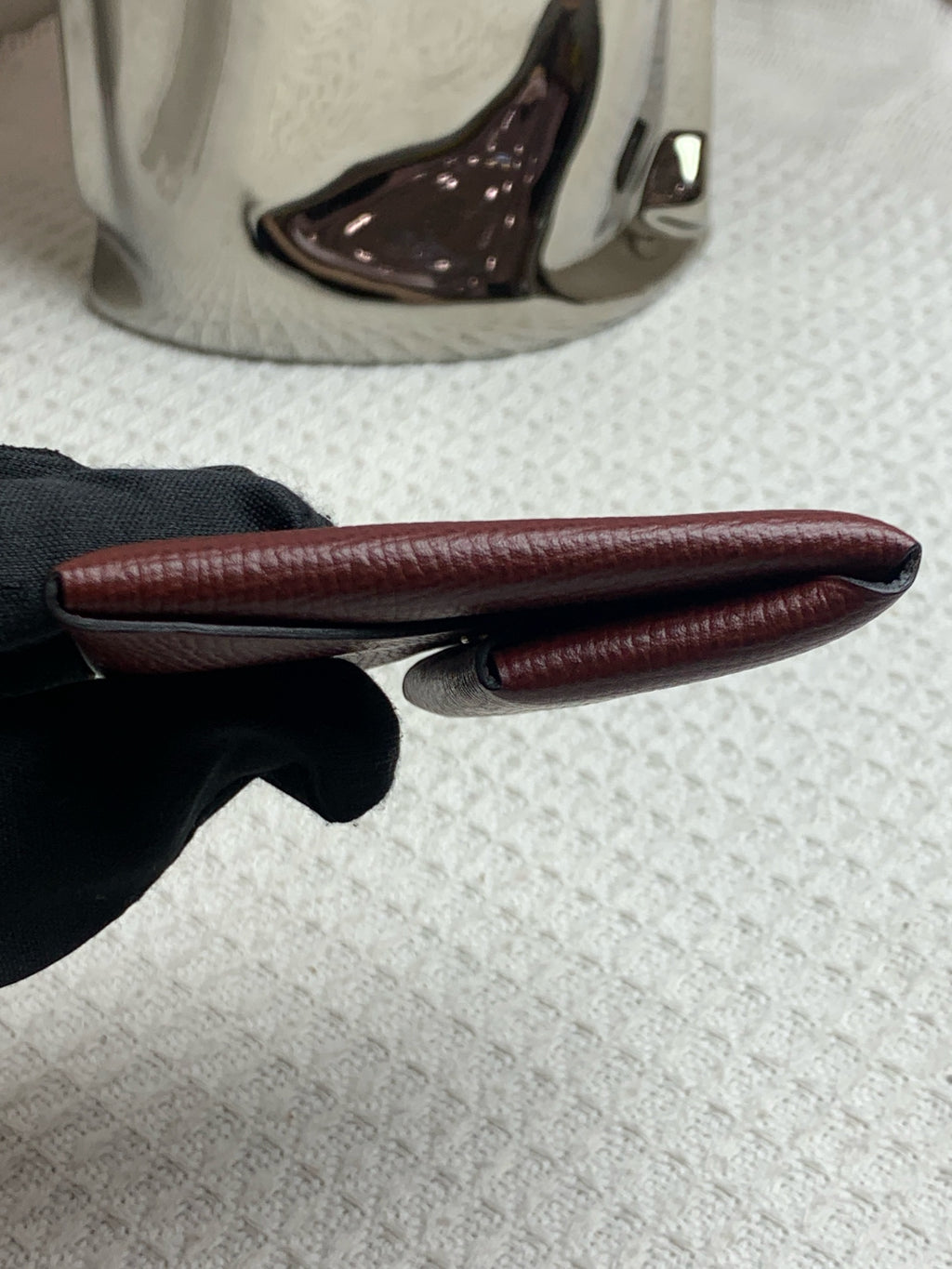 Hermes Bastia Coin Purse Burgundy Epsom Leather Gold Hardware