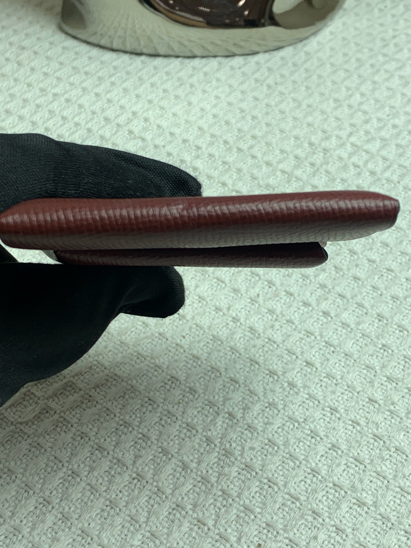 Hermes Bastia Coin Purse Burgundy Epsom Leather Gold Hardware