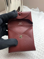 Hermes Bastia Coin Purse Burgundy Epsom Leather Gold Hardware
