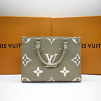 Louis Vuitton Monogram Empreinte Onthego PM Tote Bag Avocado Green Gold Hardware