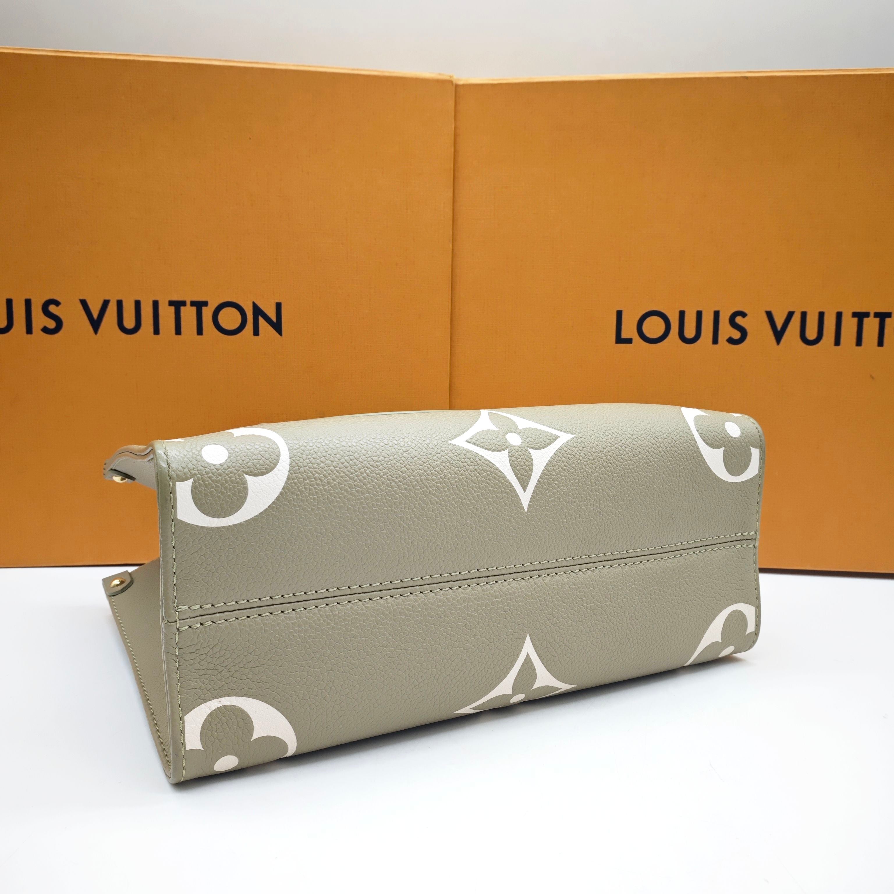 Louis Vuitton Monogram Empreinte Onthego PM Tote Bag Avocado Green Gold Hardware