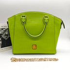 MCM Croc-Embossed Handbag Lime Green Gold Hardware