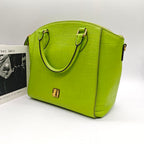 MCM Croc-Embossed Handbag Lime Green Gold Hardware