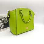 MCM Croc-Embossed Handbag Lime Green Gold Hardware