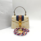 Gucci Sylvie Handbag Cream Leather Gold Hardware