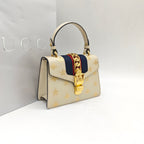 Gucci Sylvie Handbag Cream Leather Gold Hardware
