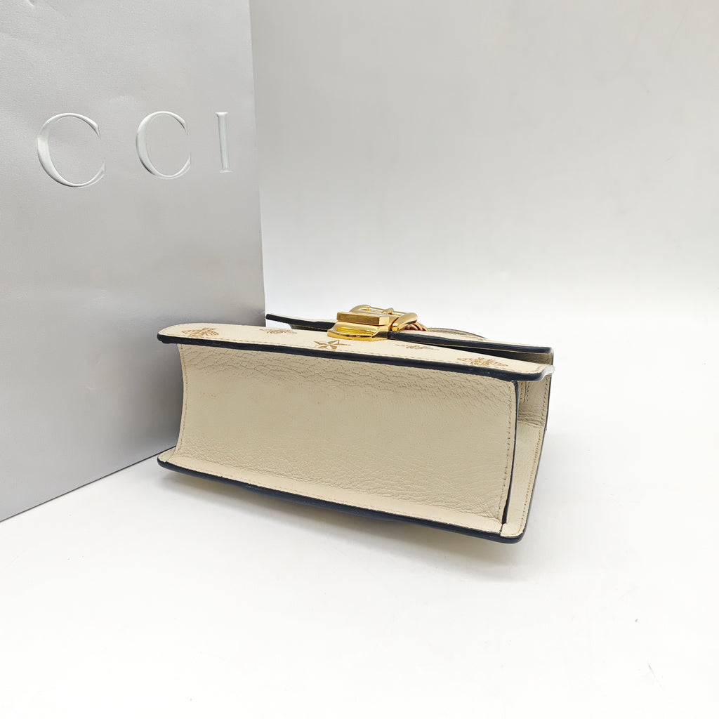 Gucci Sylvie Handbag Cream Leather Gold Hardware