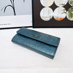 CHANEL Camellia Long Wallet | Royal Blue Caviar | Silver Hardware