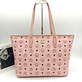 MCM Visetos Tote Bag Soft Pink Black Gold Hardware