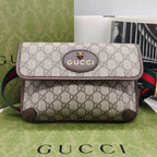 Gucci GG Supreme Belt Bag Beige/Ebony Brown Leather Gold Hardware