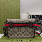 Gucci GG Supreme Belt Bag Beige/Ebony Brown Leather Gold Hardware