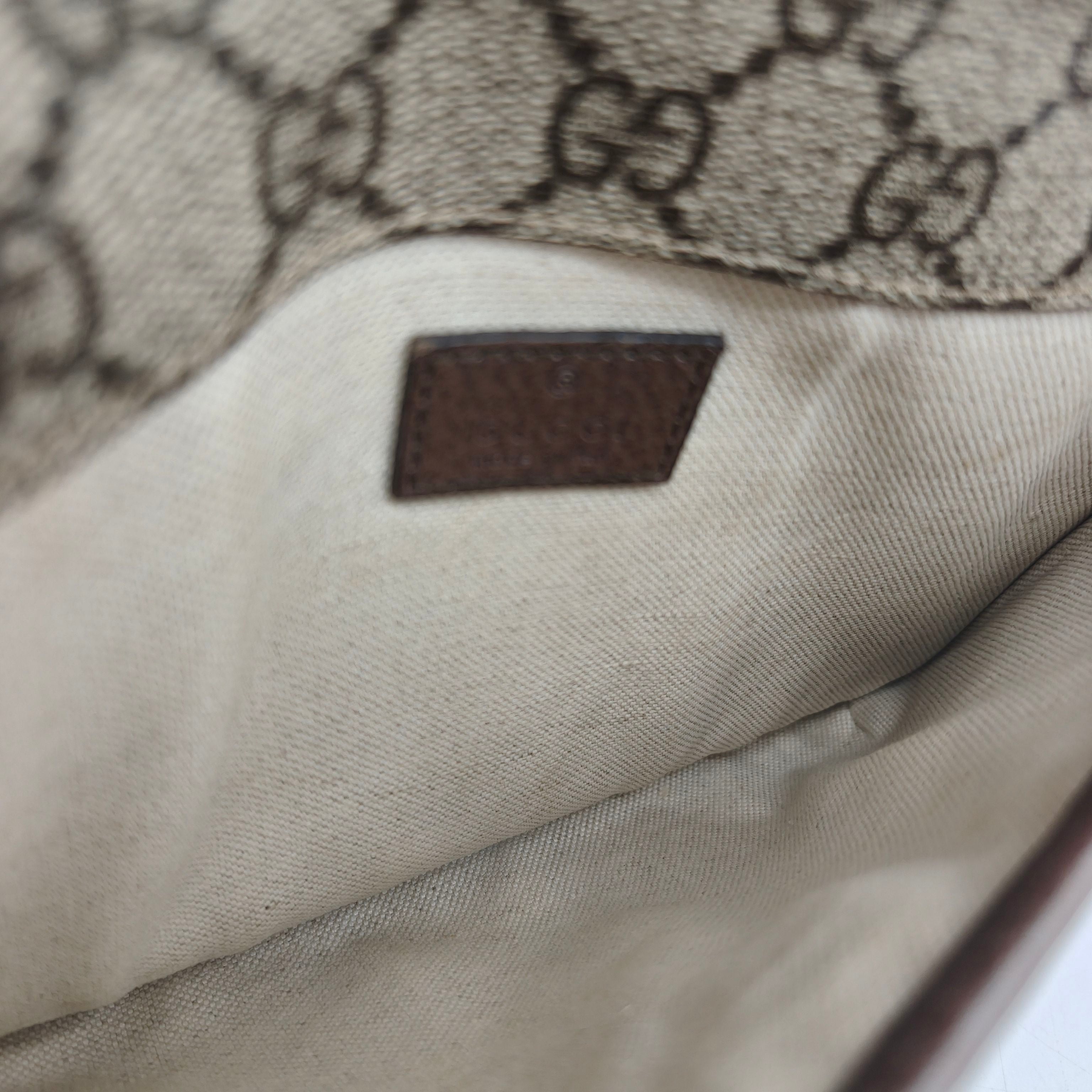 Gucci GG Supreme Belt Bag Beige/Ebony Brown Leather Gold Hardware