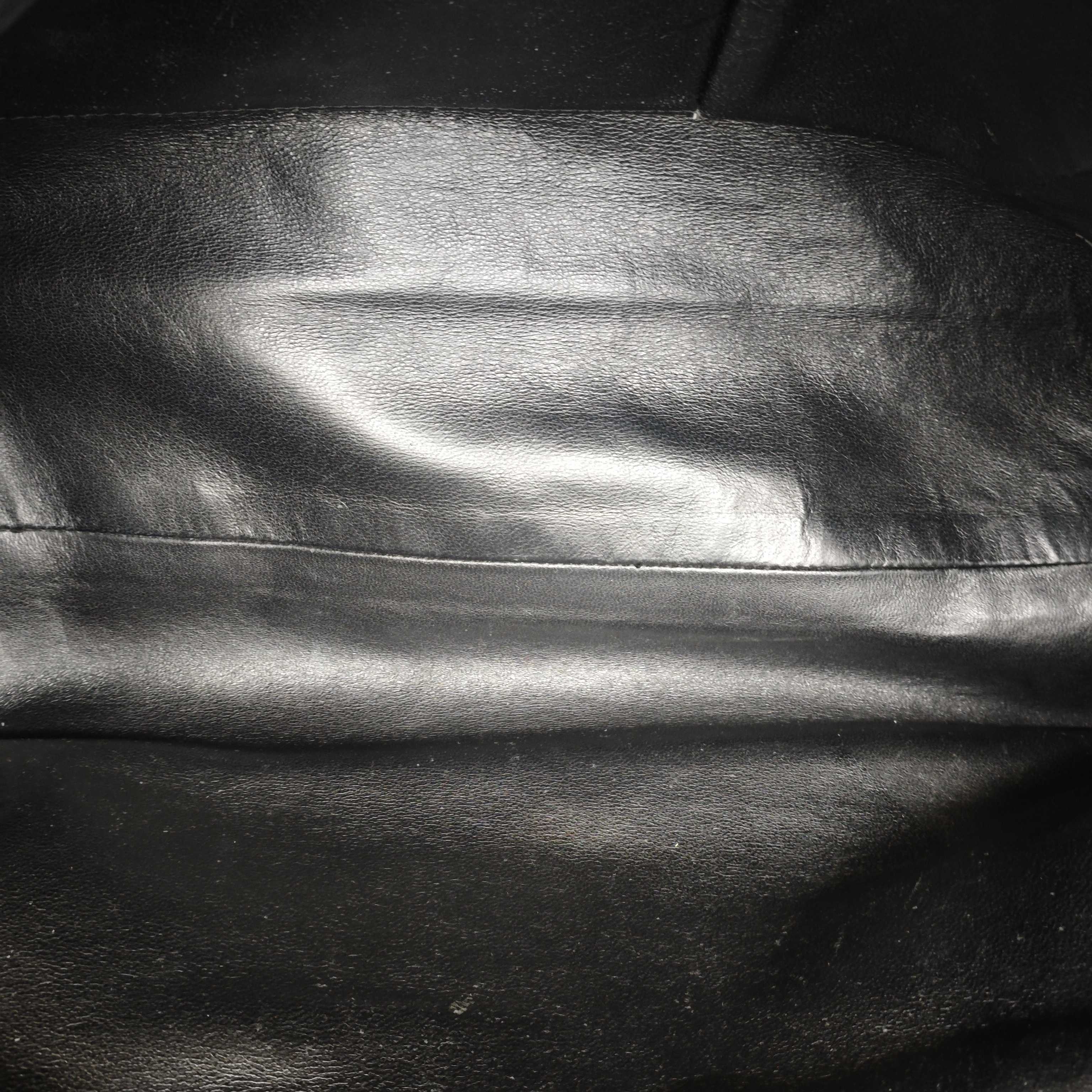 Chanel Quilted Tote Bag Black Patent Leather Silver Hardware
