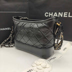 Chanel Gabrielle Hobo Handbag Black Quilted Aged Lambskin Gold & Ruthenium Hardware