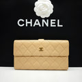 Chanel Classic Continental Flap Wallet Beige Caviar Leather Gold Hardware
