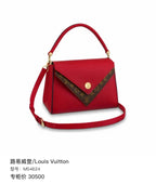 Louis Vuitton Vavin Top-Handle Bag Red Grained Leather Gold Hardware