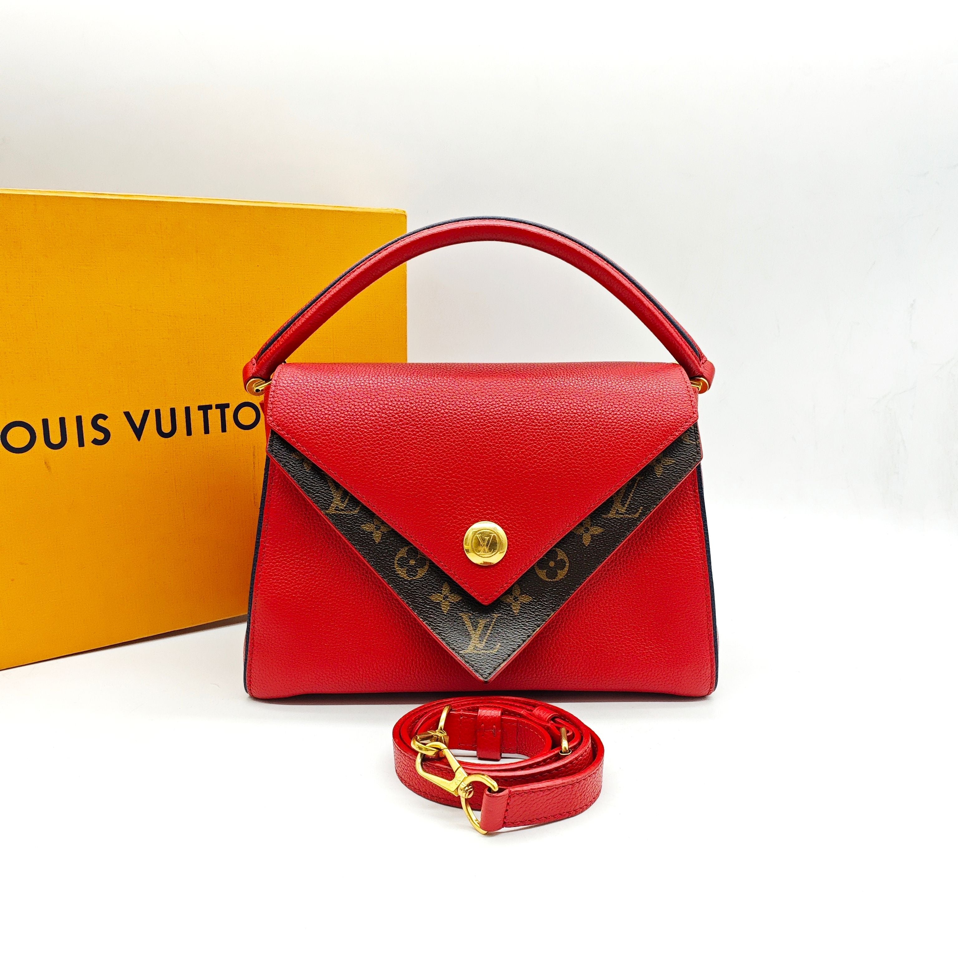 Louis Vuitton Vavin Top-Handle Bag Red Grained Leather Gold Hardware