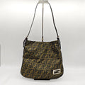 Fendi Zucca Shoulder Bag Tobacco Brown Monogram Canvas Silver Hardware