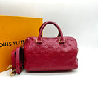 Louis Vuitton Monogram Empreinte Speedy 25 Boston Bag Red Gold Hardware
