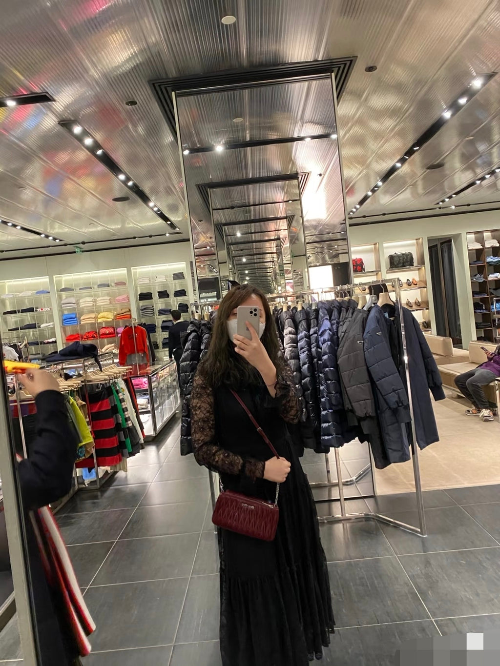 Miu Miu Matelassé Handbag Red Leather Silver Hardware