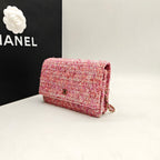 Chanel Tweed Flap Bag Pink Bouclé Fabric Gold Hardware
